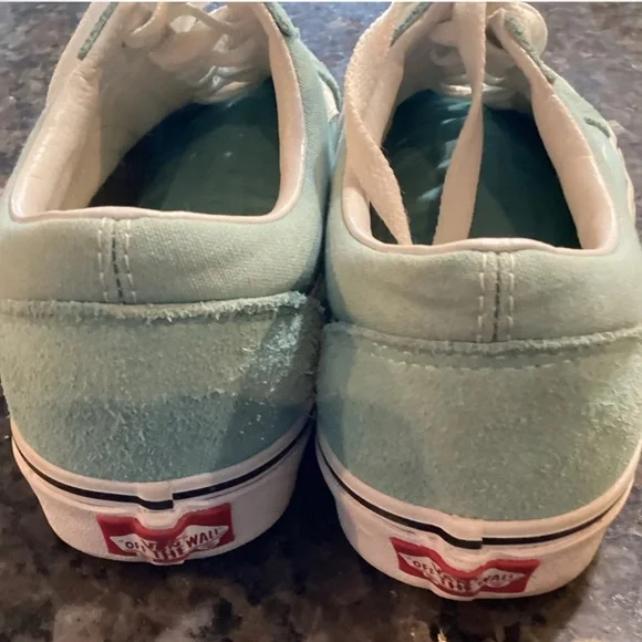 Vans AQUA BLUE and White Sneakers. OFF THE WALL OLD SKOOL - Picture 7 of 8